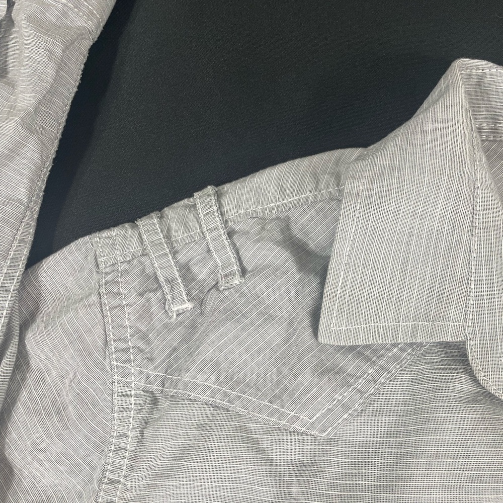 Américan Rag Cie Women Gray Striped Long Sleeve Button Up Shirt Size S - Picture 7 of 11
